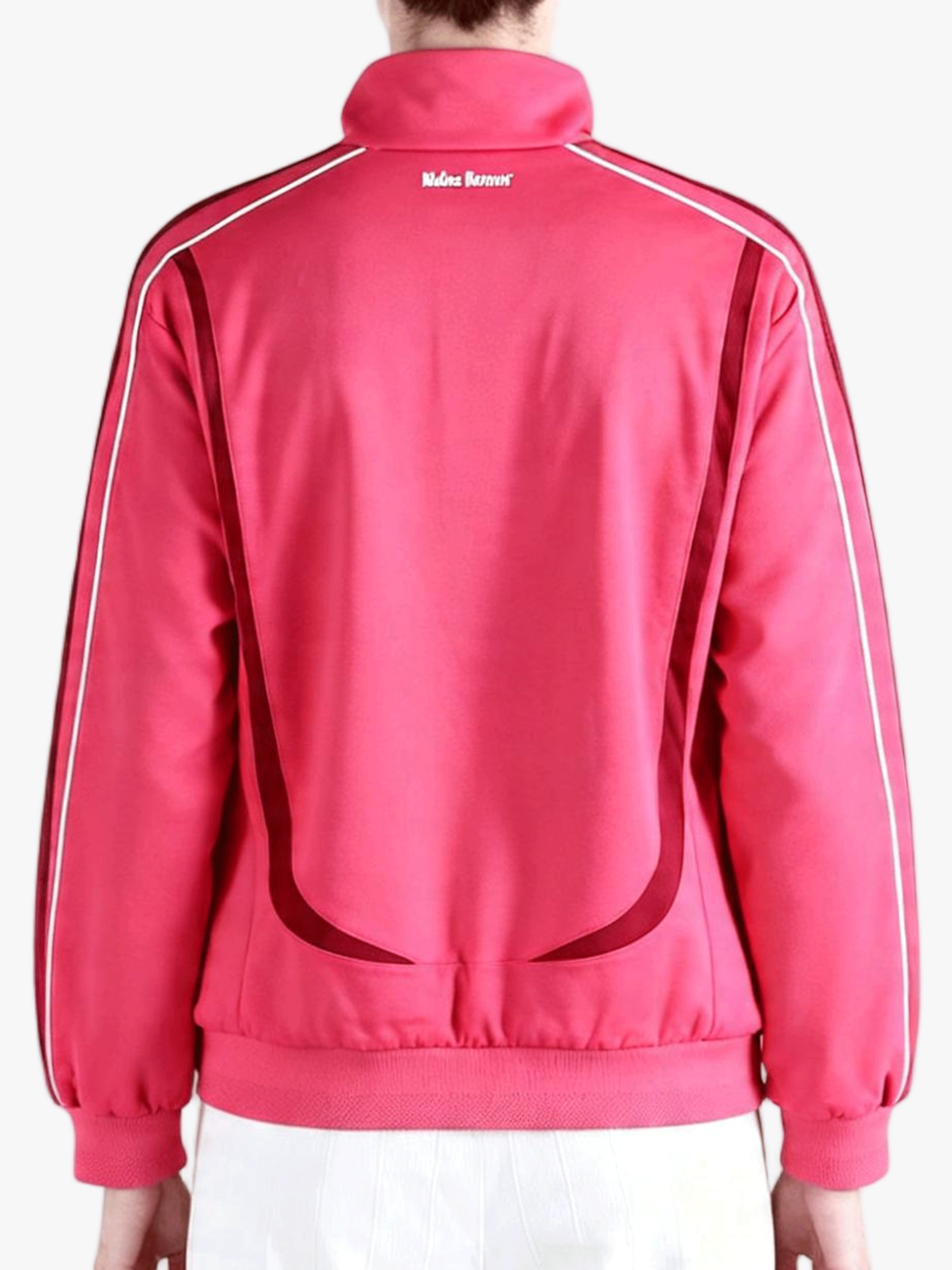 Red top worn by a person, showing the top fit