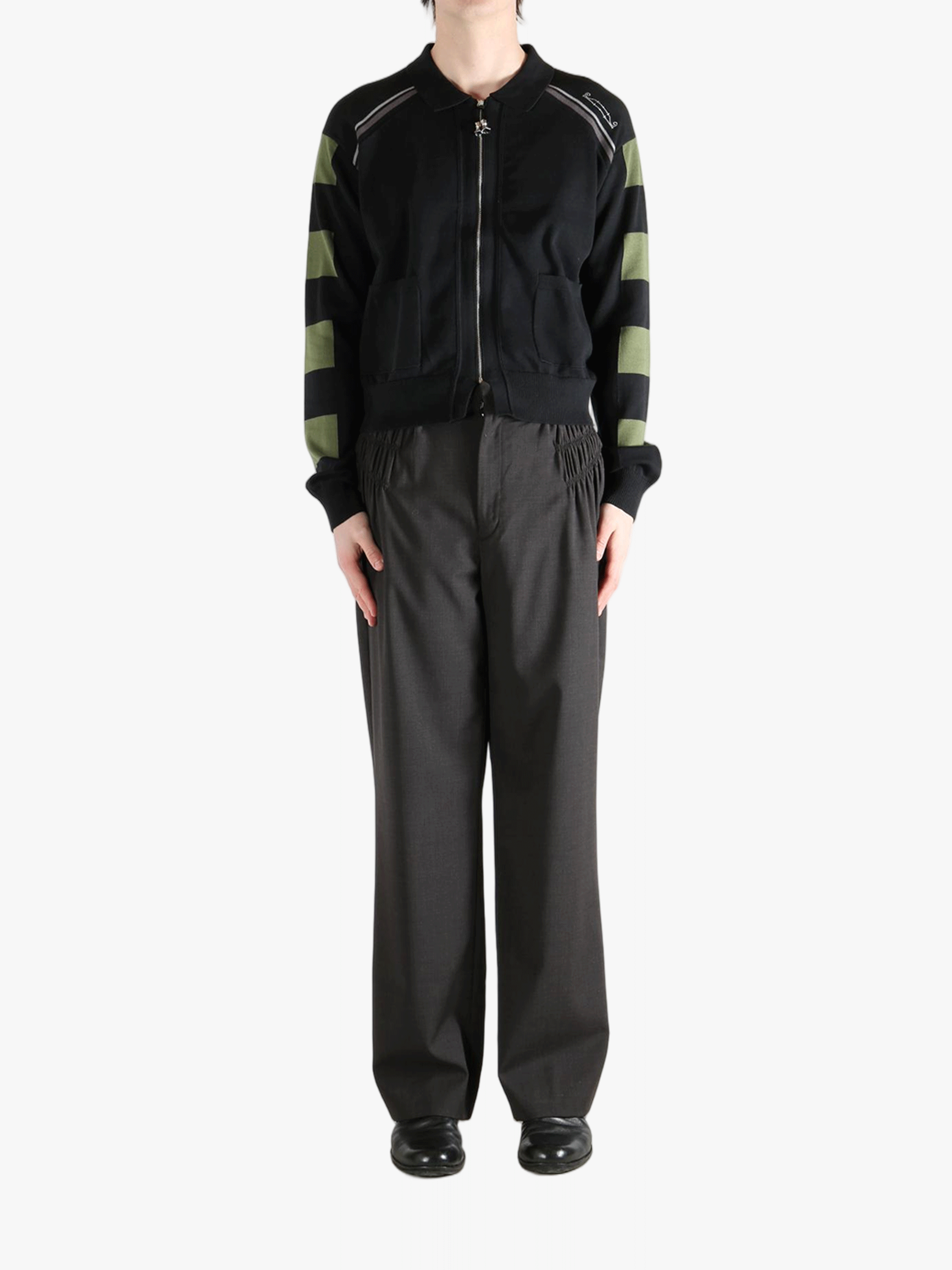 Black knitwear, full body view