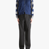 Navy knitwear, full body view