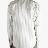 White shirt worn by a person, showing the shirt's fit