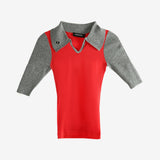 Red knitwear, front view