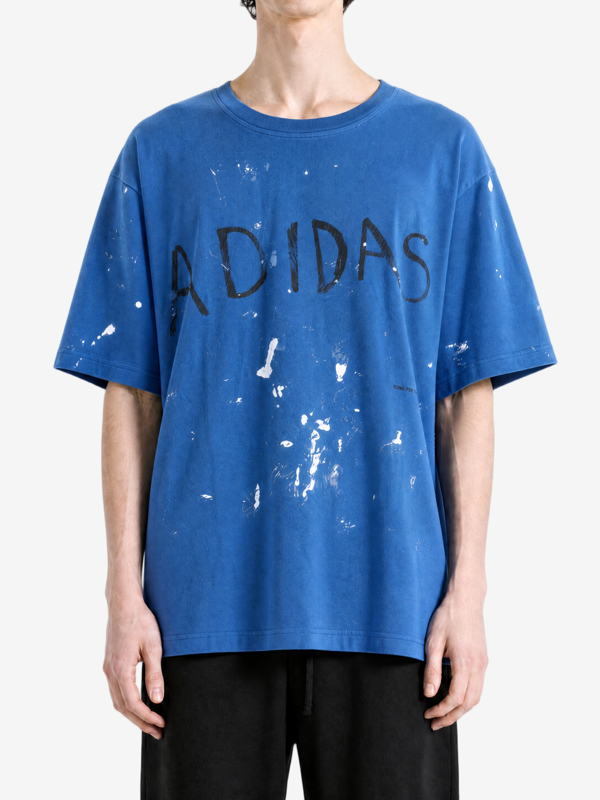 Blue t-shirt, full body view