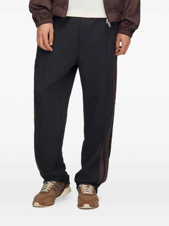 Navy pants, full body view