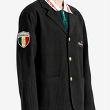 Black jacket worn by a person, showing the jacket fit