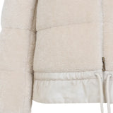 Close up of white jacket,showing texture of the cotton fabric