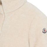 Close up of white jacket,showing texture of the cotton fabric