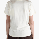 White t-shirt worn by a person, showing the shirt's fit