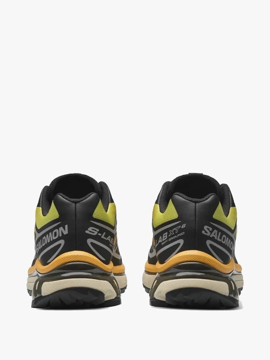 Yellow sneakers, back view