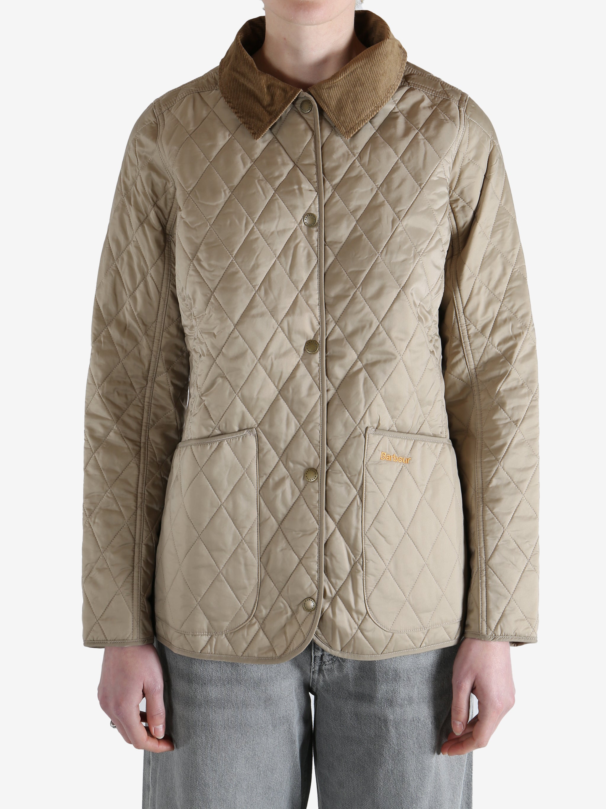 Quilted jacket worn by a person, showing the jacket fit