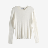 beige ribbed sweater, front view
