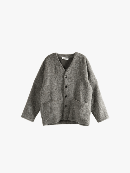 Grey cardigan, front view