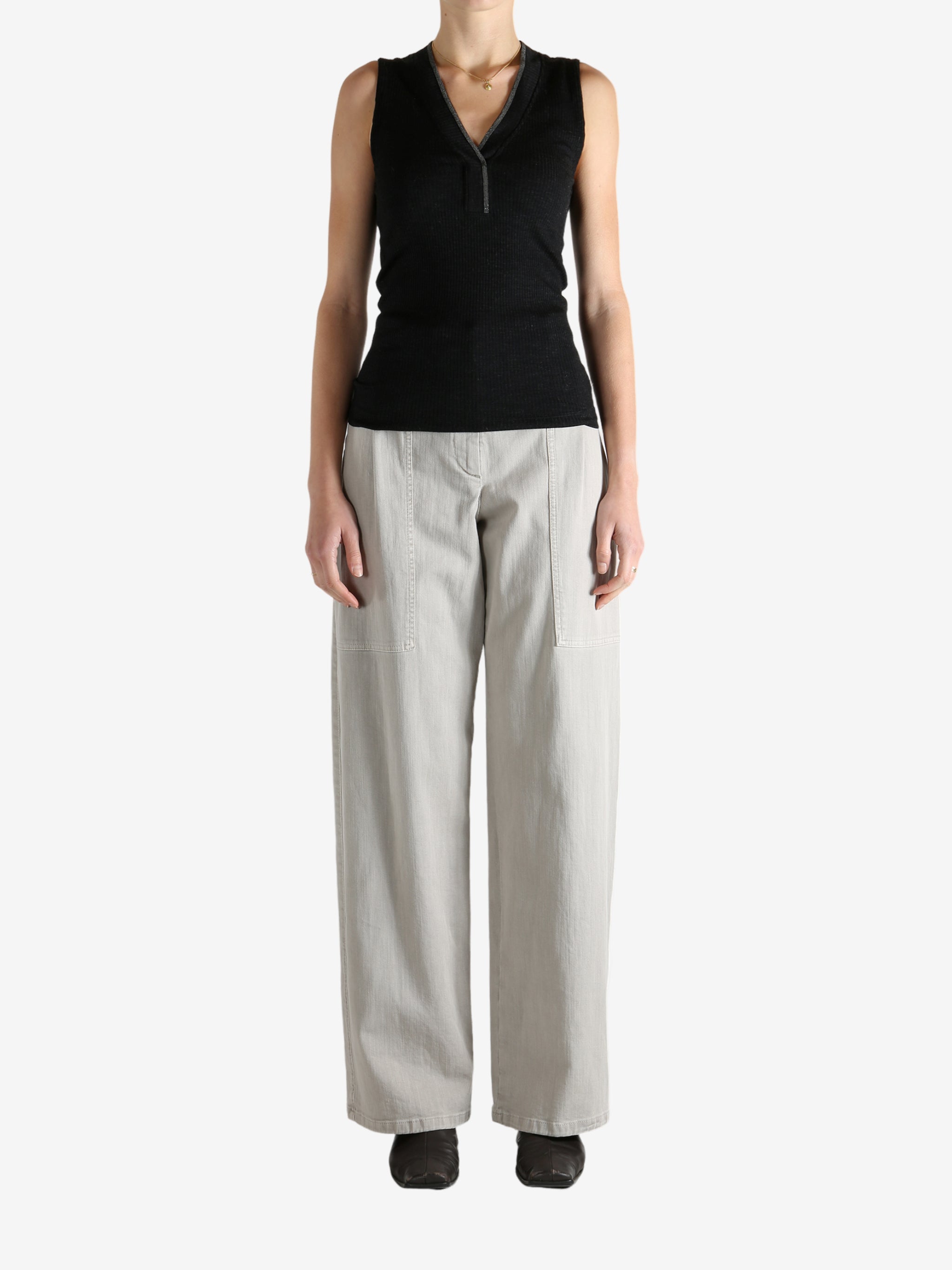 Black top, full body view