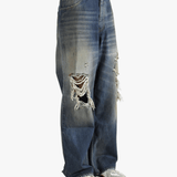 blue jeans worn by a person, showing the  jeans fit