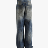 blue jeans worn by a person, showing the  jeans fit