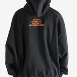 Black hoodie worn by a person, showing the hoodie's fit