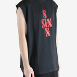 Black T-shirt worn by a person, showing the T-shirt fit