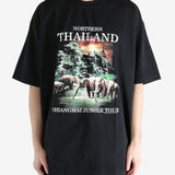 Black T-shirt worn by a person, showing the T-shirt fit