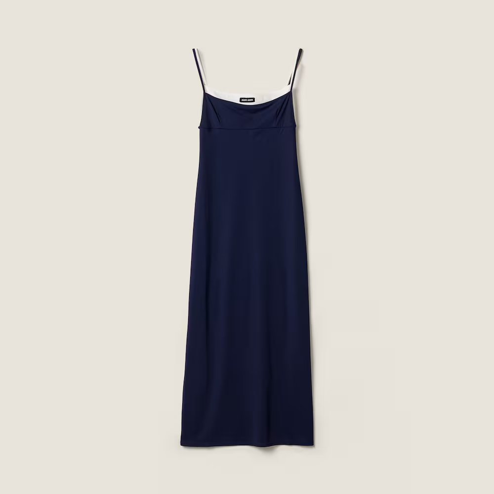 Navy dress, front view