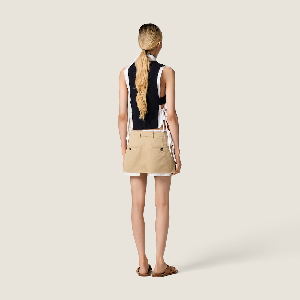 Tan skirt, full body view