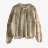 Tan knitwear, front view