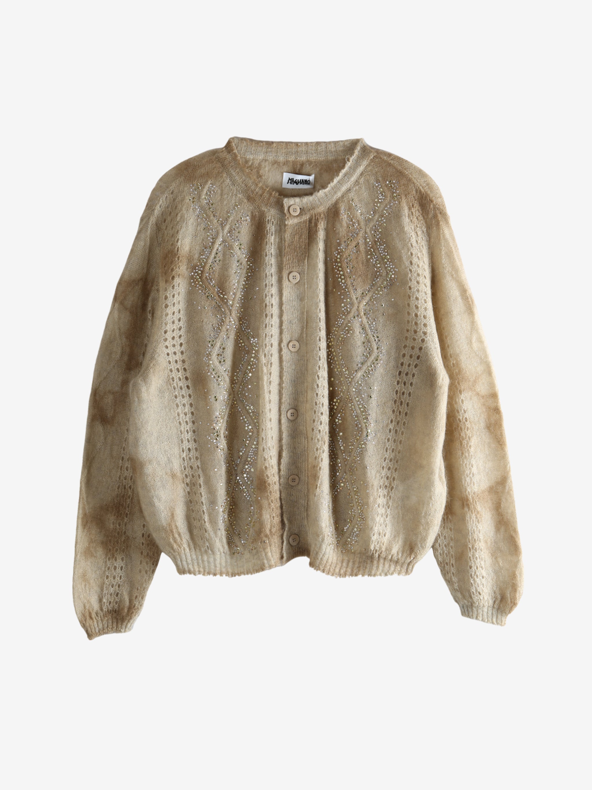 Tan knitwear, front view