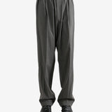 Grey pants worn by a person, showing the pants fit