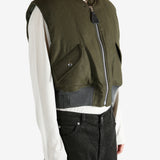 Green jacket worn by a person, showing the jacket's fit