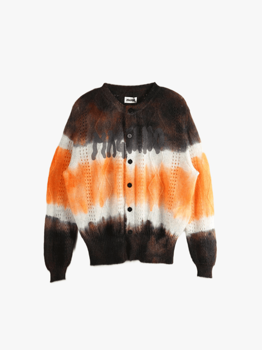 Orange cardigan, front view