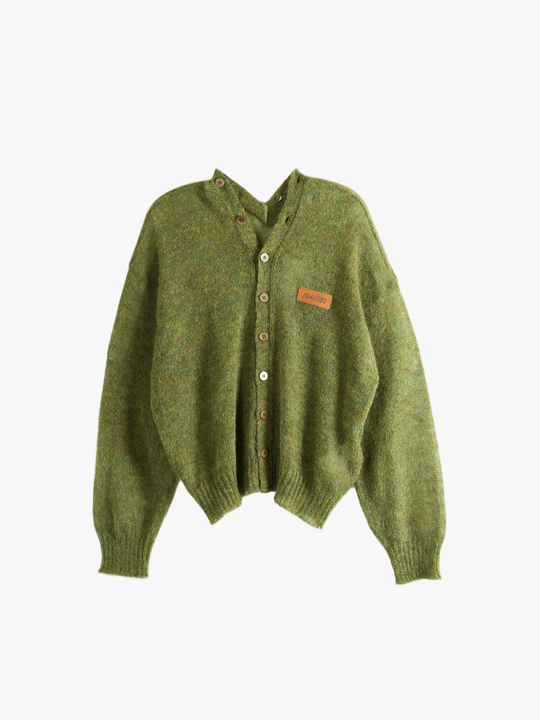 Green cardigan, front view