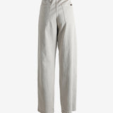 Grey pants worn by a person, showing the pants' fit