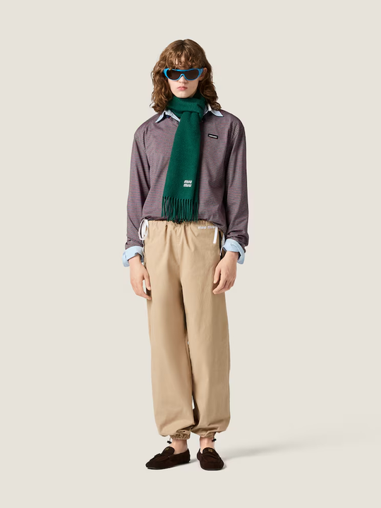 Navy top, full body view
