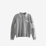 THOM BROWNE - Men 4 Bar Stripe Relaxed Fit LS Polo T-shirt