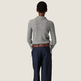 Grey knitwear, full body view