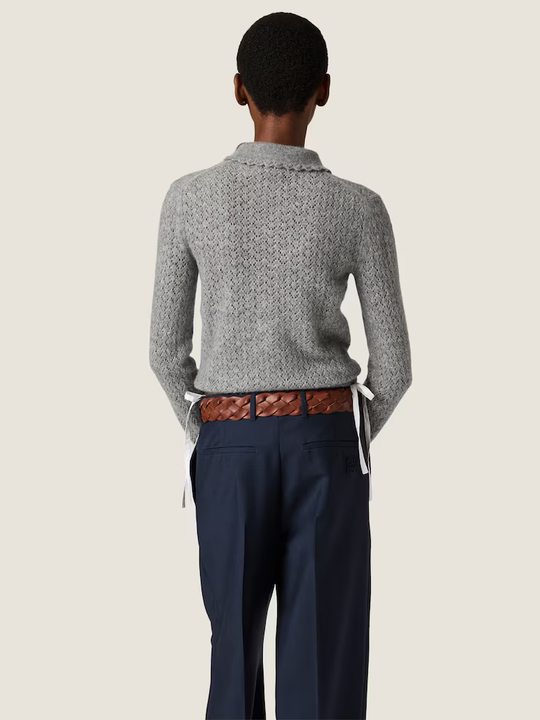 Grey knitwear, full body view