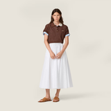 Brown shirt, full body view