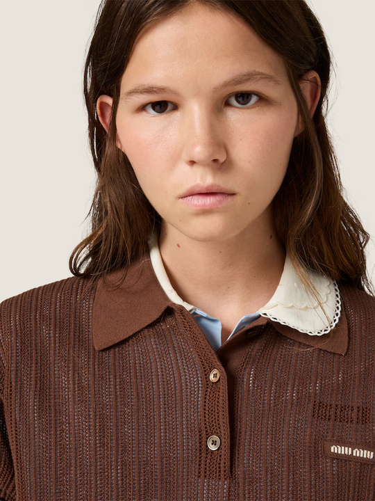 Brown shirt worn by a person, showing the shirt fit