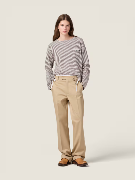 Brown knitwear, full body view