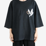 Black t-shirt, full body view