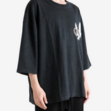 Black t-shirt, full body view