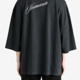 Black t-shirt, full body view