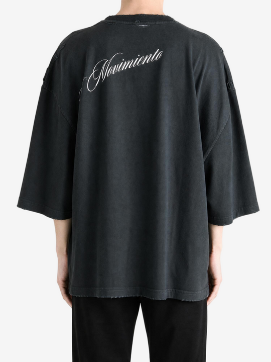 Black t-shirt, full body view