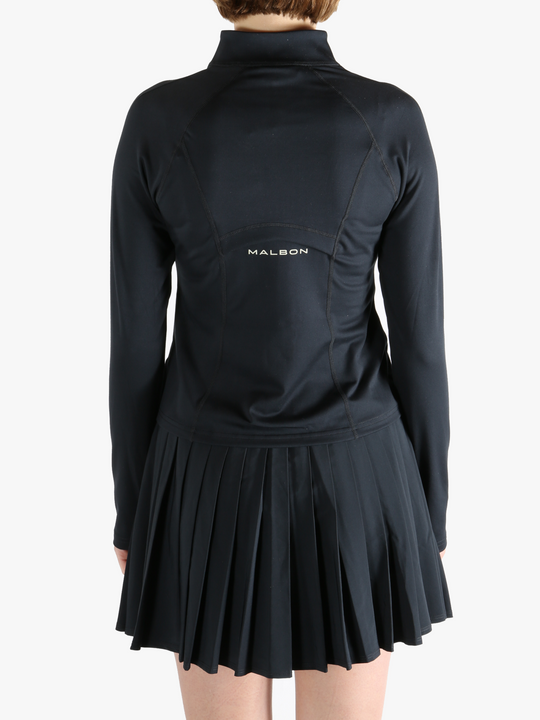 Black jacket worn by a person, showing the jacket fit