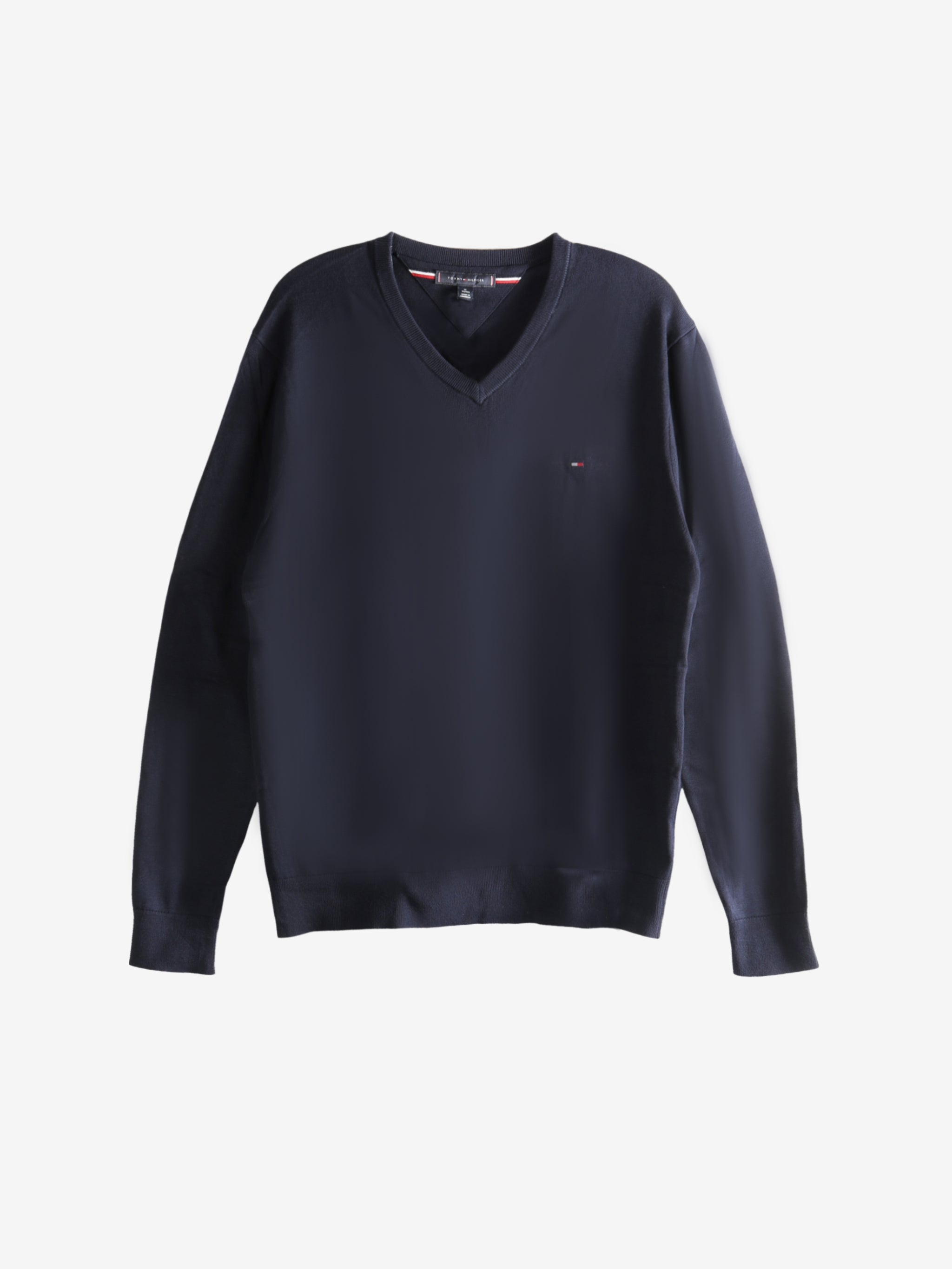 Navy sweater, front view