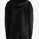 Black knitwear worn by a person, showing the knitwear's fit