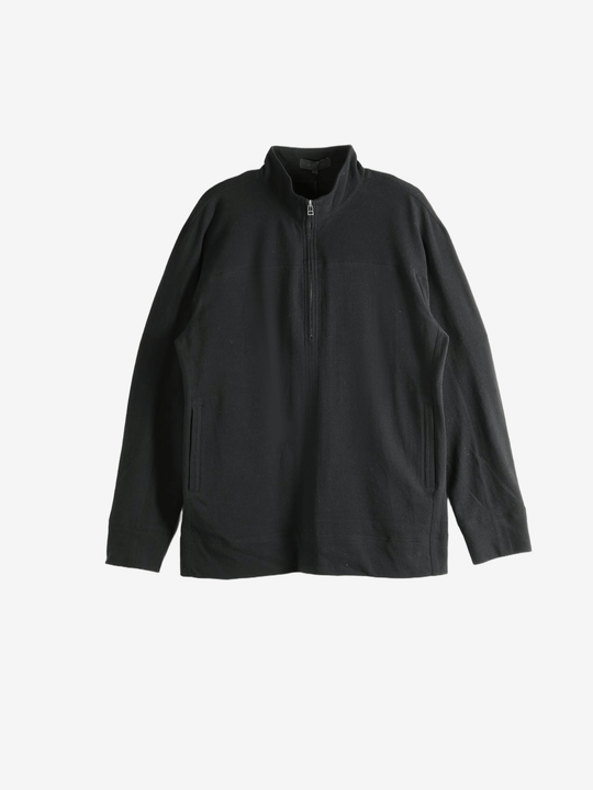Black quarter-zip sweatshirt on a white background
