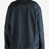 Blue jacket worn by a person, showing the jacket fit