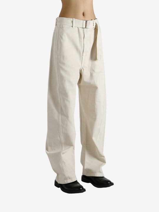 Tan pants worn by a person, showing the pants fit