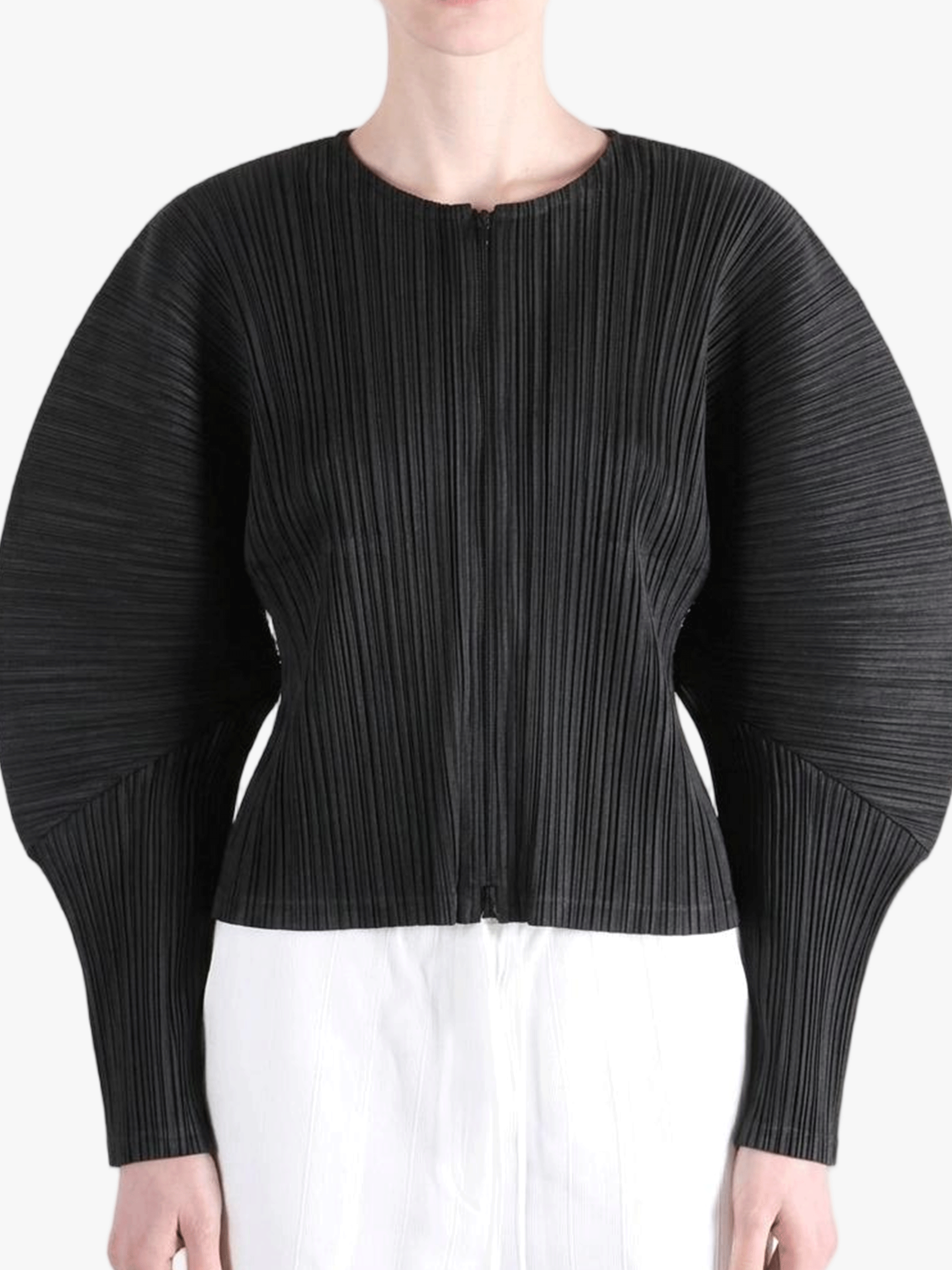 Black jacket worn by a person, showing the jacket fit