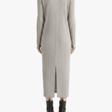 Grey knitwear worn by a person, back view