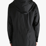 Black hoodie worn by a person, showing the hoodie's fit